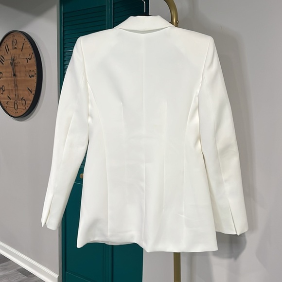 ZARA Fitted Shoulder Pad White Blazer - xs - Picture 5 of 6